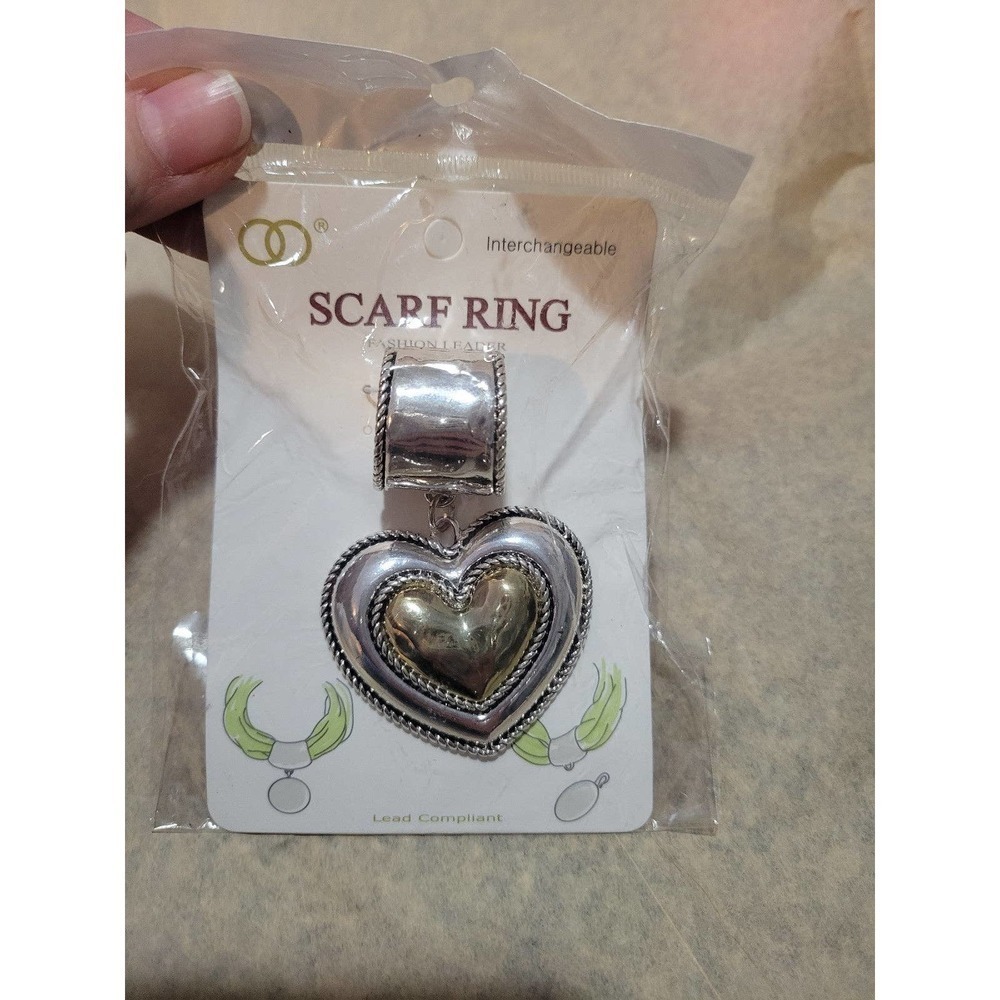 Interchangeable Silver And Gold Heart Scarf ring